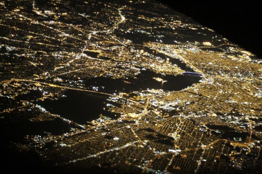 NYC at night from space